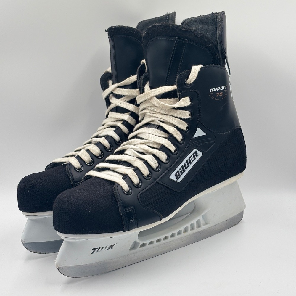 Bauer Impact 75 Ice Hockey Skates Men US 11 R Black Tuuk Holder US 12.5 Shoe